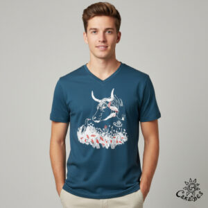 T-Shirt col V Boeuf Cobalt