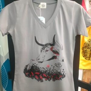 T-Shirt Col V Boeuf Plomo Plata