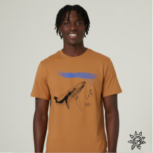 T-shirt col rond Baleine Kamel