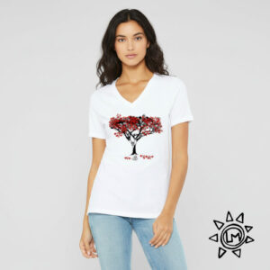 T-shirt Col V Flamboyant Blanc