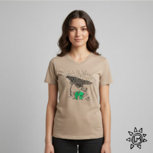 T-Shirt Col V Grenouille Beige