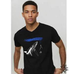 T-shirt col V Baleine Noir