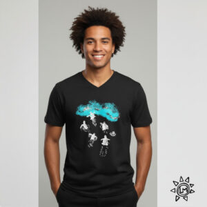 T-shirt col V Tortue Noir